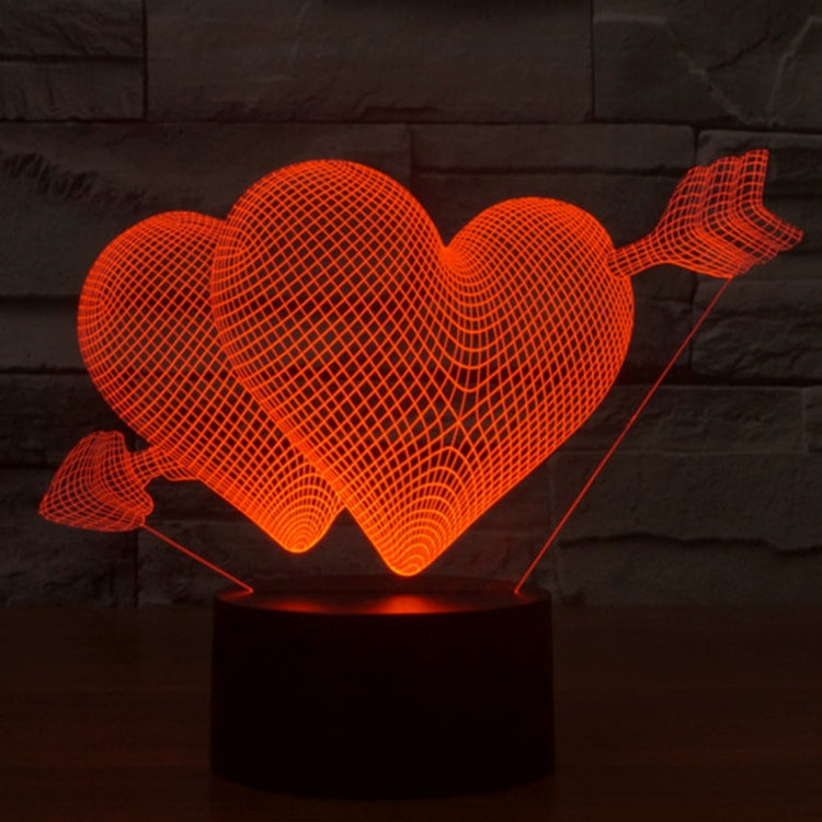 Arrow Through Heart Style 3D Touch Switch Control LED Light , 7 Colour Discoloration Creative Visual Stereo Lamp Desk Lamp Night Light