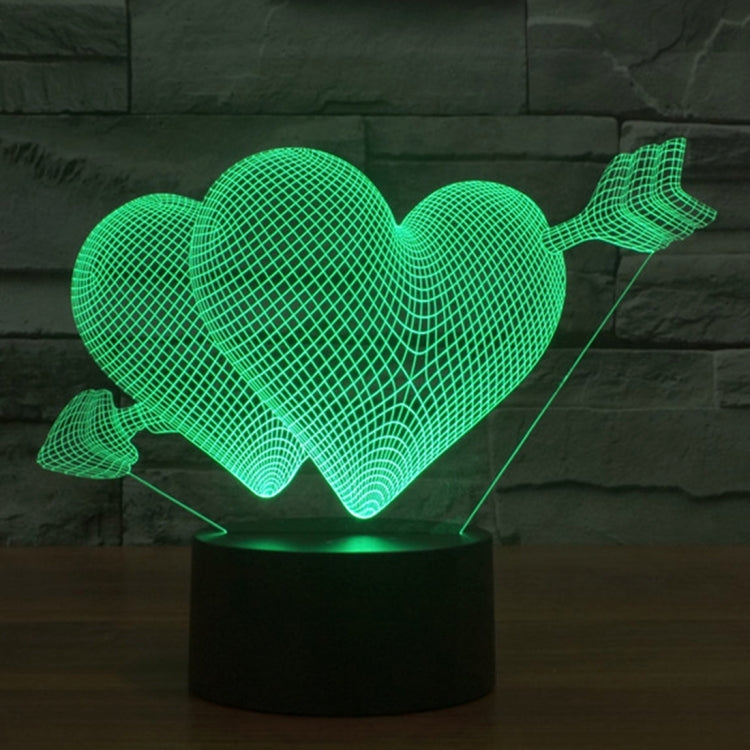 Arrow Through Heart Style 3D Touch Switch Control LED Light , 7 Colour Discoloration Creative Visual Stereo Lamp Desk Lamp Night Light