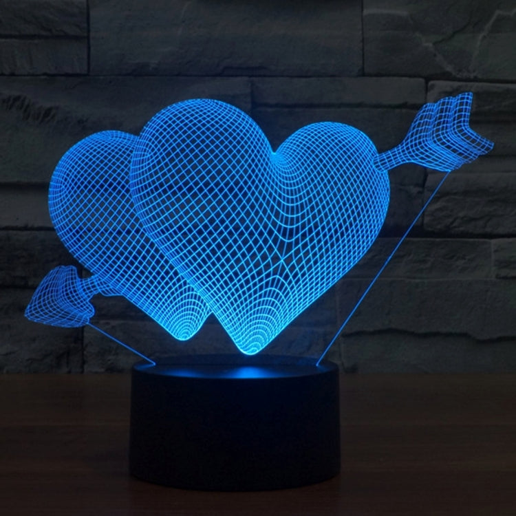 Arrow Through Heart Style 3D Touch Switch Control LED Light , 7 Colour Discoloration Creative Visual Stereo Lamp Desk Lamp Night Light