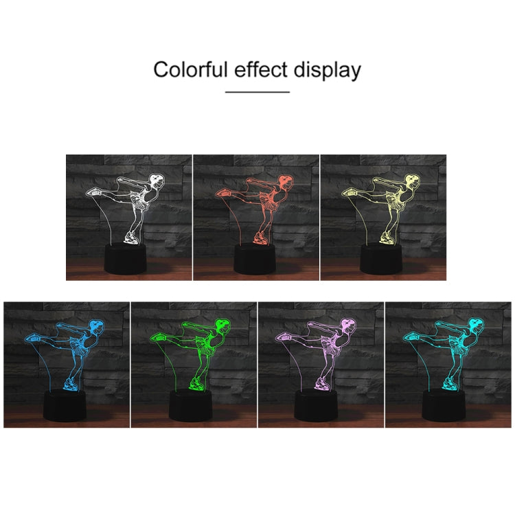 Ice Skating Black Base Creative 3D LED Decorative Night Light, USB with Touch Button Version