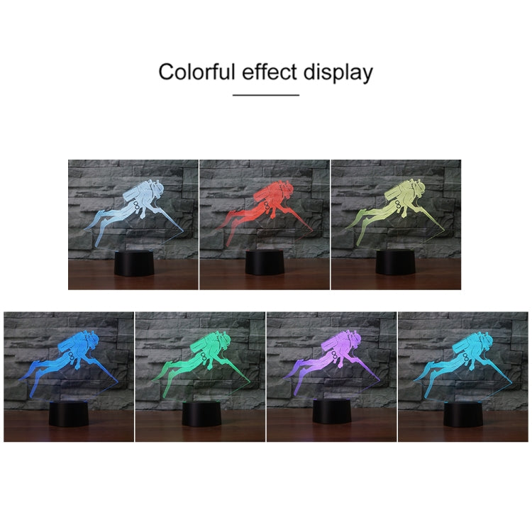 Diving Black Base Creative 3D LED Decorative Night Light, 16 Color Remote Control Version
