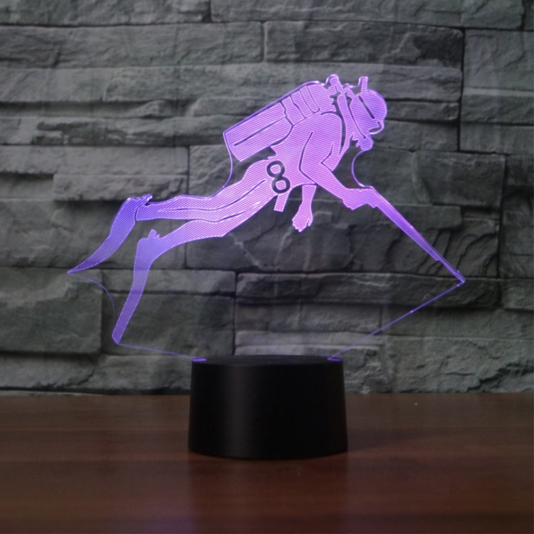 Diving Black Base Creative 3D LED Decorative Night Light, USB with Touch Button Version