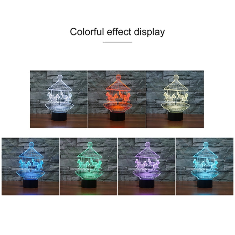 Carousel Black Base Creative 3D LED Decorative Night Light, 16 Color Remote Control Version