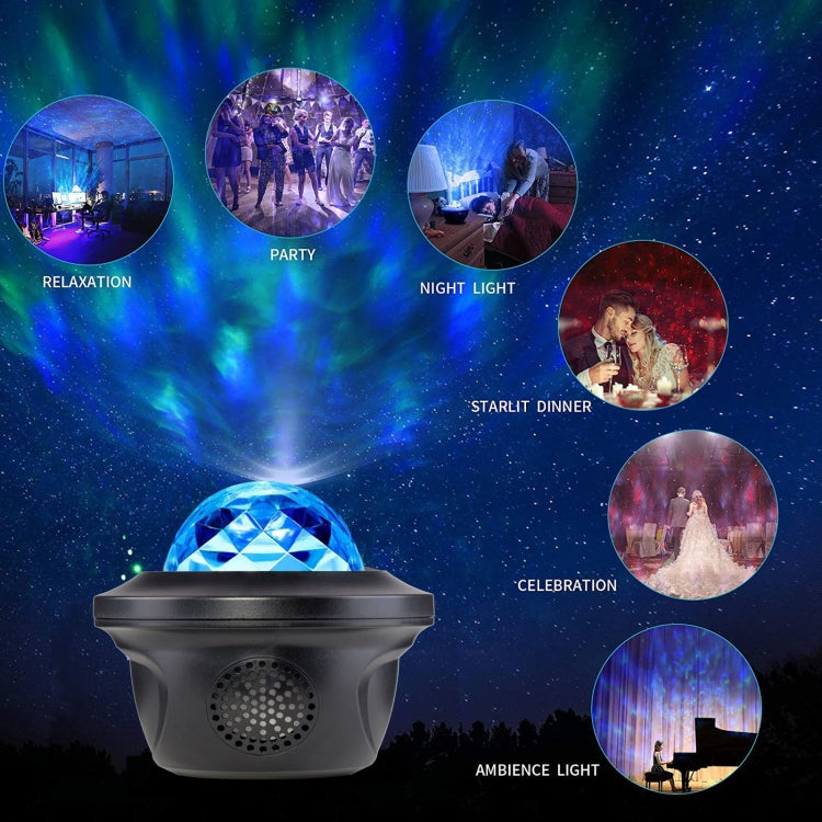 LED Bluetooth Music Starry Sky Projection Night Light with Remote Control (Black)