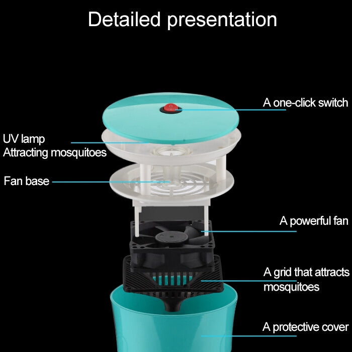 LED Light Efficient 6 LEDs Mosquito Killer Lamp, Suction Type USB Port Mute Photocatalyst No Radiation Mosquito Catcher(Green)