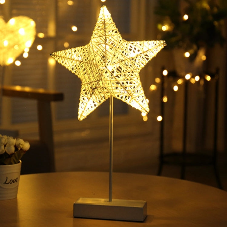 Star Shape Rattan Romantic LED Holiday Light with Holder, Warm Fairy Decorative Lamp Night Light for Christmas, Wedding, Bedroom(Warm White)