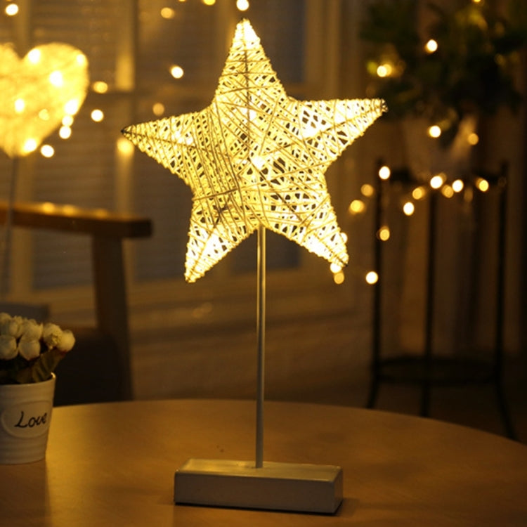 Star Shape Rattan Romantic LED Holiday Light with Holder, Warm Fairy Decorative Lamp Night Light for Christmas, Wedding, Bedroom(Warm White)