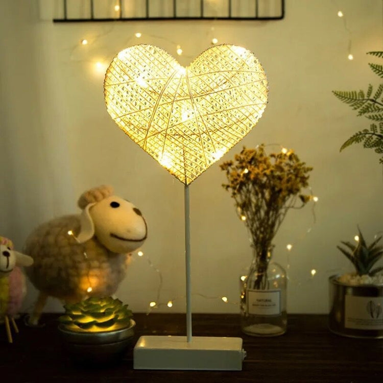 Heart Shape Rattan Romantic LED Holiday Light with Holder, Warm Fairy Decorative Lamp Night Light for Christmas, Wedding, Bedroom(Warm White)