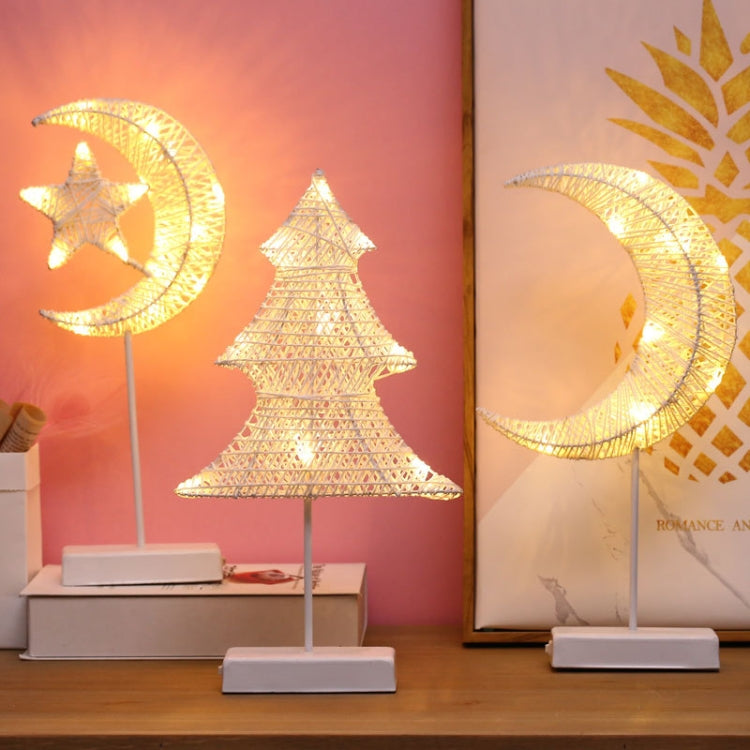 Star and Moon Rattan Romantic LED Holiday Light with Holder, Warm Fairy Decorative Lamp Night Light for Christmas, Wedding, Bedroom(Warm White)