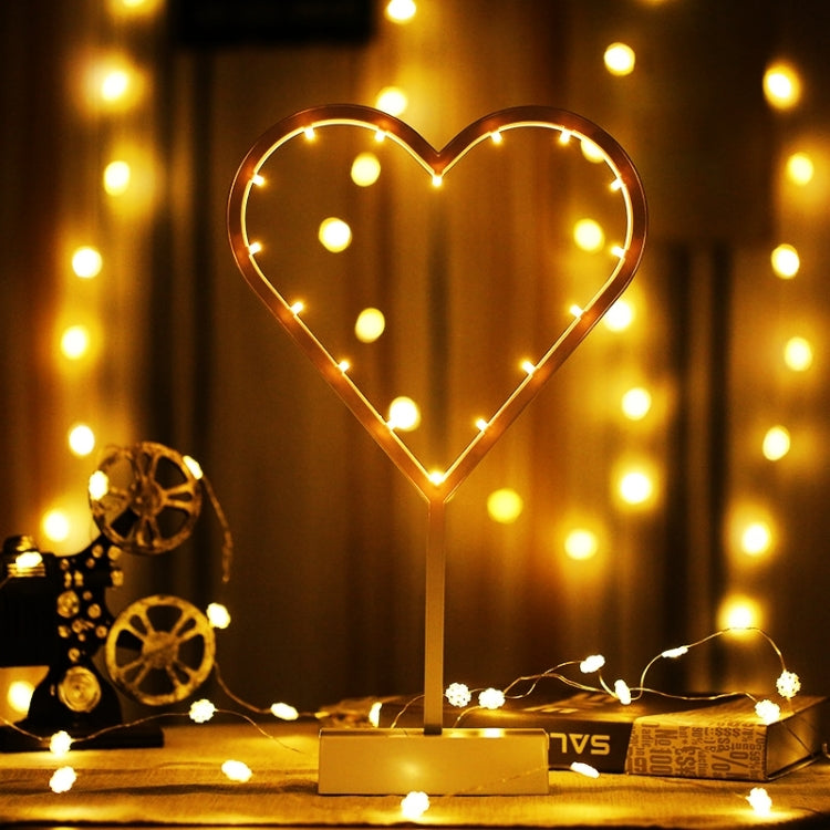 Heart Shape Romantic LED String Holiday Light with Holder, Warm Fairy Decorative Lamp Night Light for Christmas, Wedding, Bedroom (Warm White)