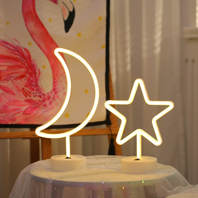 Moon Shape Romantic Neon LED Holiday Light with Holder, Warm Fairy Decorative Lamp Night Light for Christmas, Wedding, Party, Bedroom(Warm White)