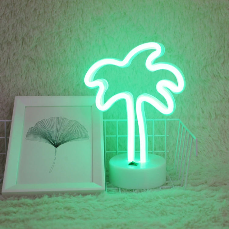 Coconut Tree Romantic Neon LED Holiday Light with Holder, Warm Fairy Decorative Lamp Night Light for Christmas, Wedding, Party, Bedroom(Green Light)