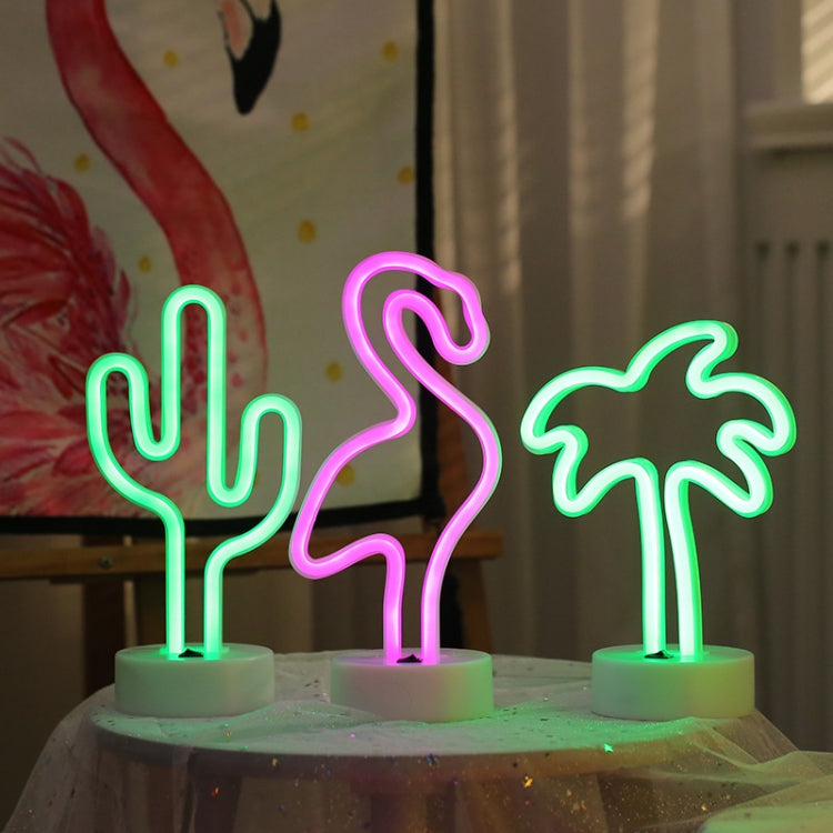 Coconut Tree Romantic Neon LED Holiday Light with Holder, Warm Fairy Decorative Lamp Night Light for Christmas, Wedding, Party, Bedroom(Green Light)
