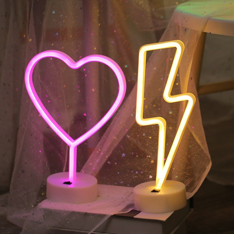 Heart Shape Romantic Neon LED Holiday Light with Holder, Warm Fairy Decorative Lamp Night Light for Christmas, Wedding, Party, Bedroom(Pink Light)