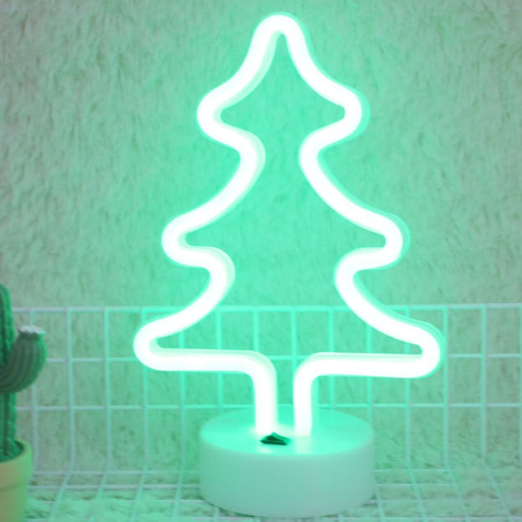 Christmas Tree Romantic Neon LED Holiday Light with Holder, Warm Fairy Decorative Lamp Night Light for Christmas, Wedding, Party, Bedroom(Green Light)