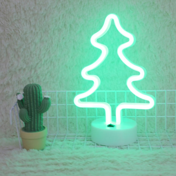 Christmas Tree Romantic Neon LED Holiday Light with Holder, Warm Fairy Decorative Lamp Night Light for Christmas, Wedding, Party, Bedroom(Green Light)