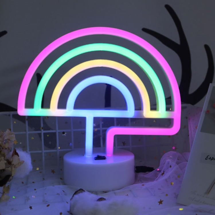 Rainbow Romantic Neon LED Holiday Light with Holder, Warm Fairy Decorative Lamp Night Light for Christmas, Wedding, Party, Bedroom(Colorful Light)