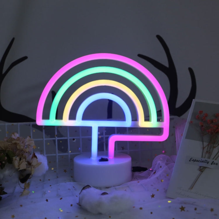 Rainbow Romantic Neon LED Holiday Light with Holder, Warm Fairy Decorative Lamp Night Light for Christmas, Wedding, Party, Bedroom(Colorful Light)