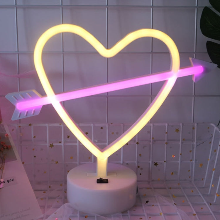 Cupids Arrow Romantic Neon LED Holiday Light with Holder, Warm Fairy Decorative Lamp Night Light for Christmas, Wedding, Party, Bedroom