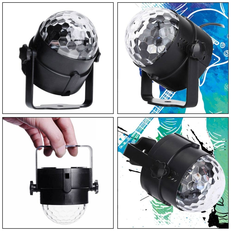 youOKLight YK2278 3W Sound Activated RGB LED Stage Light, Disco DJ Lights Strobe Rotating Projector Light Crystal Magic Ball Party Lights with Remote Control, US/EU Plug, AC 85-265V