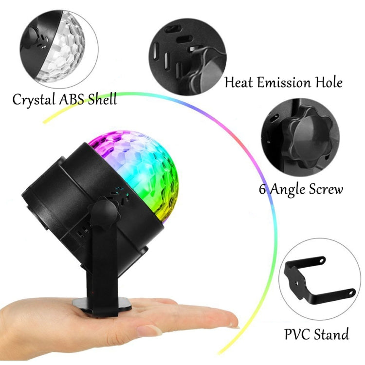 youOKLight YK2278 3W Sound Activated RGB LED Stage Light, Disco DJ Lights Strobe Rotating Projector Light Crystal Magic Ball Party Lights with Remote Control, US/EU Plug, AC 85-265V