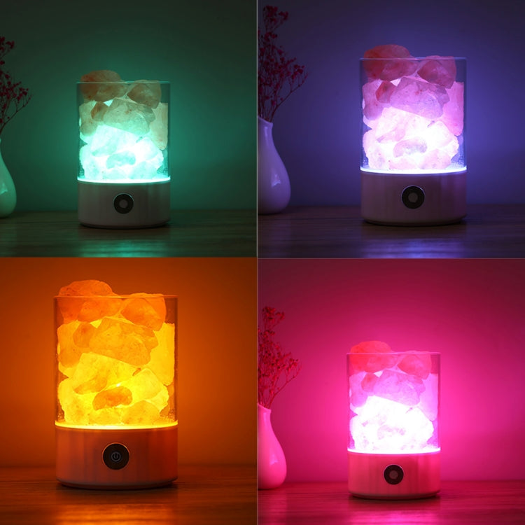 Sunshine M2 Creative HIMALAYA Crystal Salt Lamp, USB Charge Healthy Rock Table Desk Lamp Night Light with Base