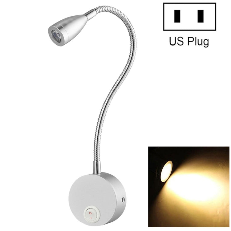 3W 160 LM 3000-3200K Flexible Goose Neck Warm White LED Reading Lamp Light Wall Mount Light Wall Sconce Lamp, Got the CE / FCC Certification,