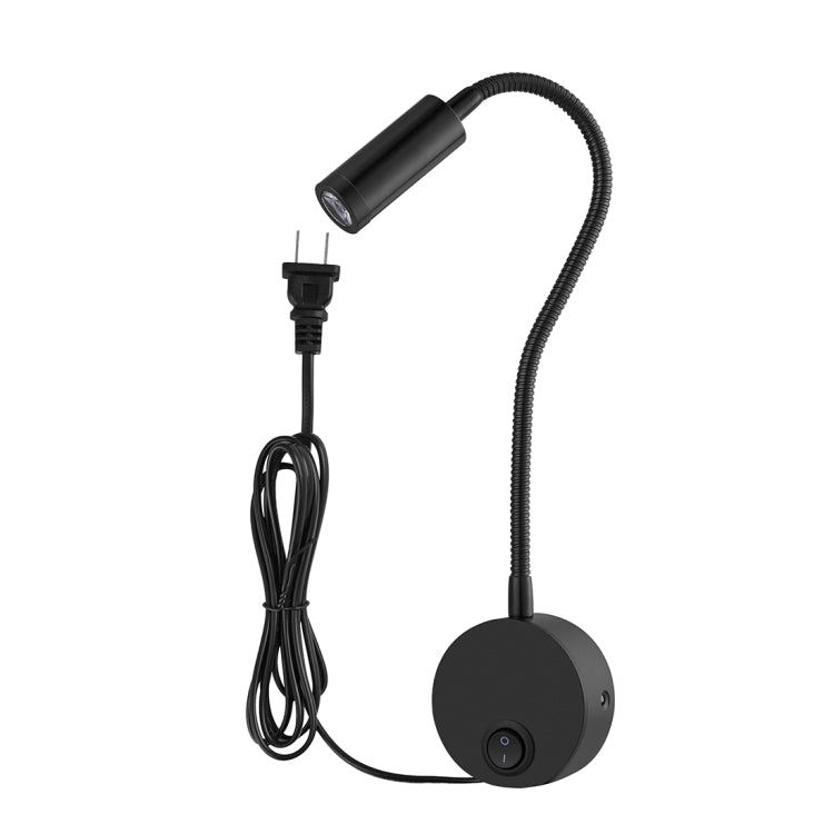 3W Flexible Goose Neck Warm White LED Reading Lamp Light , 160 LM 3000-3200K Hose Spotlight Lamp Wall Mount Light Wall Sconce Lamp, Got the CE / FCC Certification, Goose Neck Length: 30cm, US/EU Plug, Default Delivery US Plug