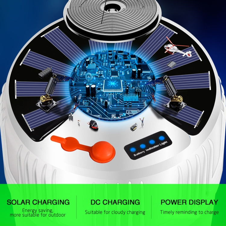 V51 240W Remote Control Solar Rechargeable IP42 Waterproof Five-speed Dimming Light Light Bulb Hanging Lamp with Battery Indicator, US Plug