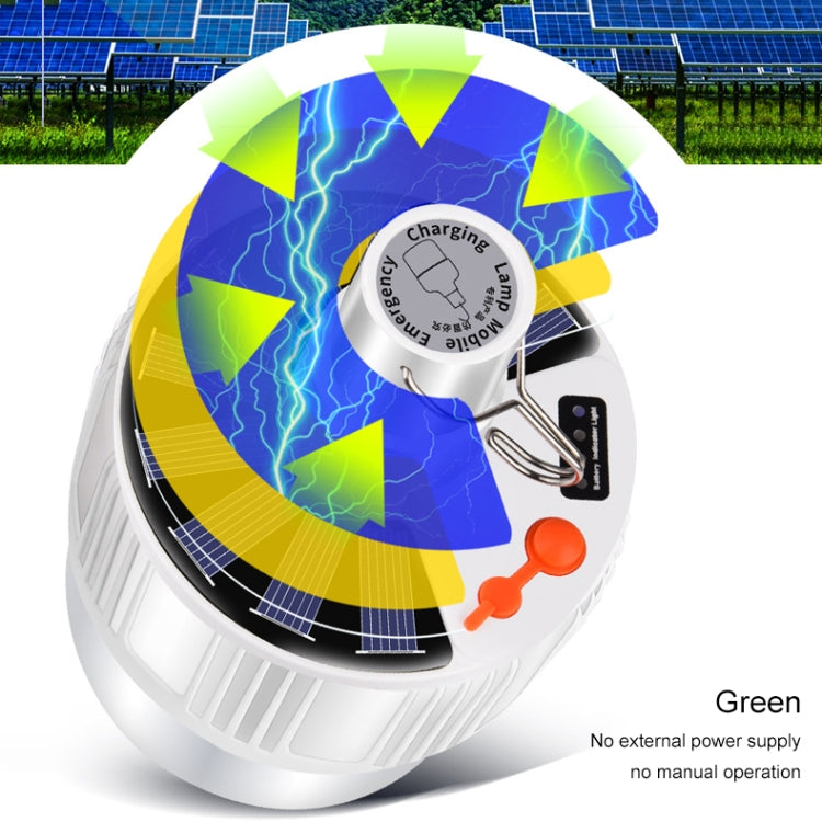 V52 300W Remote Control Solar Rechargeable IP42 Waterproof Five-speed Dimming Light Light Bulb Hanging Lamp with Battery Indicator, US Plug