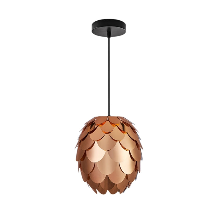 LAMPZ00E A-17 E27 Concise Style Artichoke Shaped Copper-plating PP DIY Lamp Shade with Cable and Lamp Base, Not Included Light Bulb, DC 220-224V (Rose Gold)