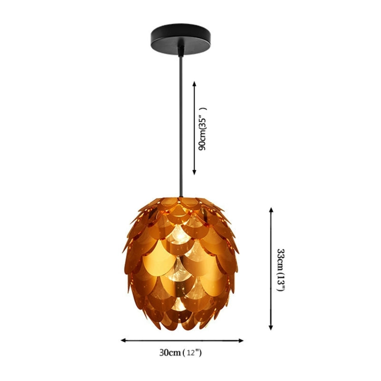 LAMPZ00E A-17 E27 Concise Style Artichoke Shaped Copper-plating PP DIY Lamp Shade with Cable and Lamp Base, Not Included Light Bulb, DC 220-224V (Rose Gold)