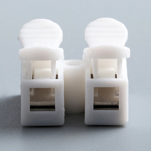 10 PCS 2-way Spring Push Quick Cable Connector CH-2 LED Strip Fast Connecting Wire Connector Wiring Terminal (White)