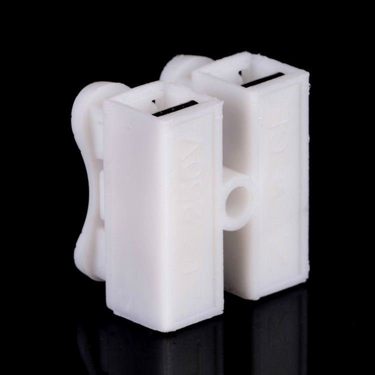 10 PCS 2-way Spring Push Quick Cable Connector CH-2 LED Strip Fast Connecting Wire Connector Wiring Terminal (White)
