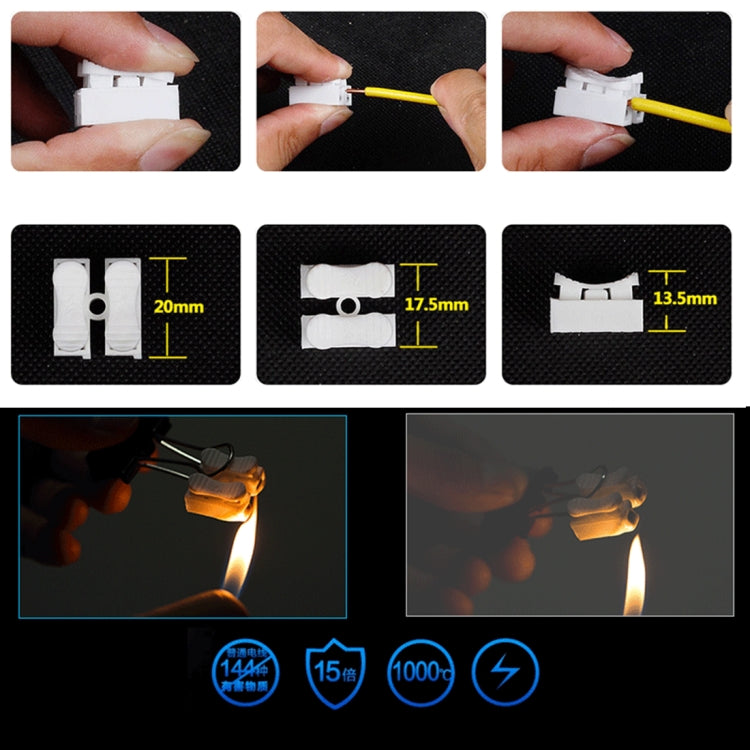 10 PCS 2-way Spring Push Quick Cable Connector CH-2 LED Strip Fast Connecting Wire Connector Wiring Terminal (White)