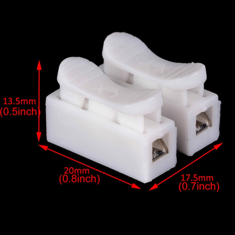 10 PCS 2-way Spring Push Quick Cable Connector CH-2 LED Strip Fast Connecting Wire Connector Wiring Terminal (White)