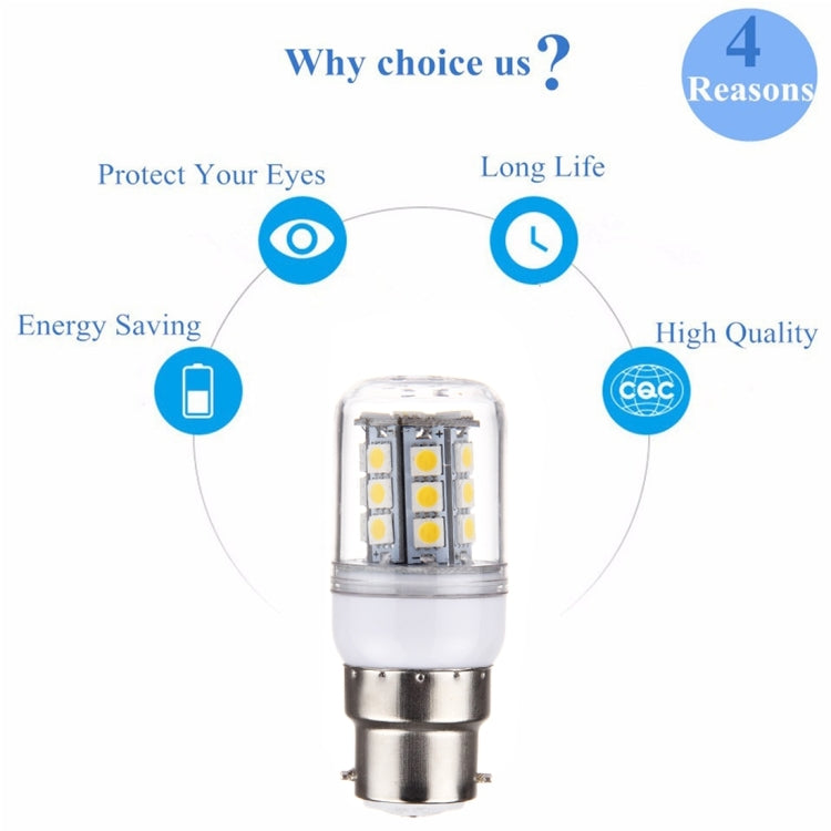 B22 2.5W Corn Light Bulb, 27 LEDs SMD 5050, AC 220V