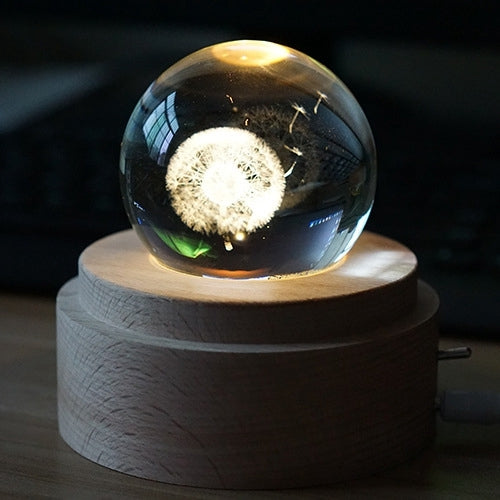 3D Word Engraving Crystal Ball Music Box