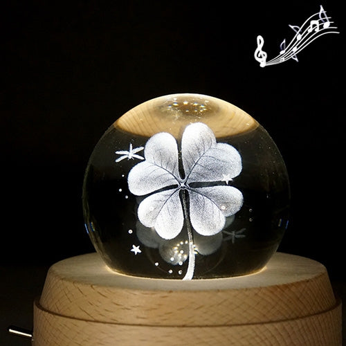 3D Word Engraving Crystal Ball Music Box
