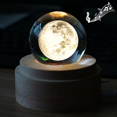 3D Word Engraving Crystal Ball Music Box