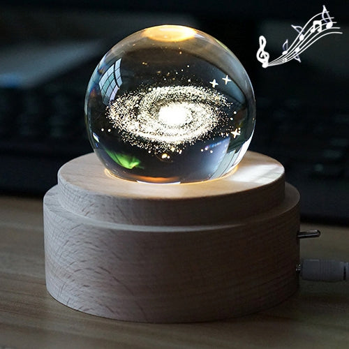 3D Word Engraving Crystal Ball Music Box