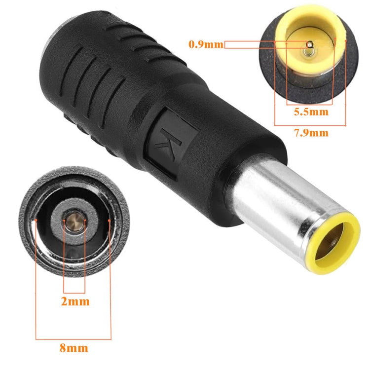 DC 8.0mm x 2.0mm Female to DC 7.9mm x 0.9mm Male Adapter for Solar Panels  - Black