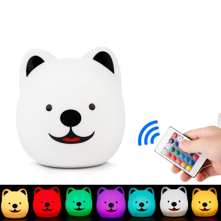 USB Charging Warm White + Colorful Light Silicone Cute Dog Patted LED Night Light with Remote Control