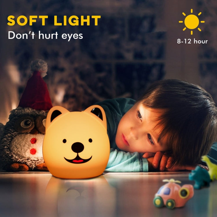 USB Charging Warm White + Colorful Light Silicone Cute Dog Patted LED Night Light with Remote Control