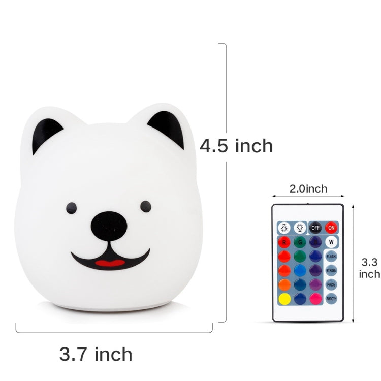 USB Charging Warm White + Colorful Light Silicone Cute Dog Patted LED Night Light with Remote Control