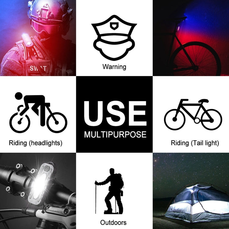 W-014 6 Lamp Beads USB-C / Type-C Rechargeable Red and Blue Warning Bicycle Tail Light