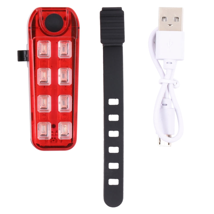 QZ-W007 8 x SMD Rechargeable Monochromatic Bicycle Safety Warning Tail Light(Red Light)