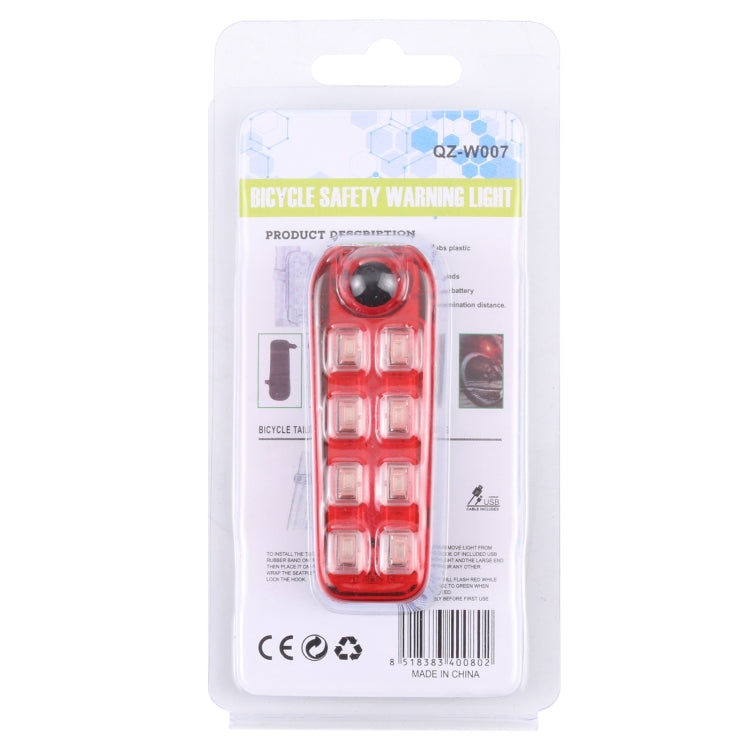 QZ-W007 8 x SMD Rechargeable Monochromatic Bicycle Safety Warning Tail Light(Red Light)