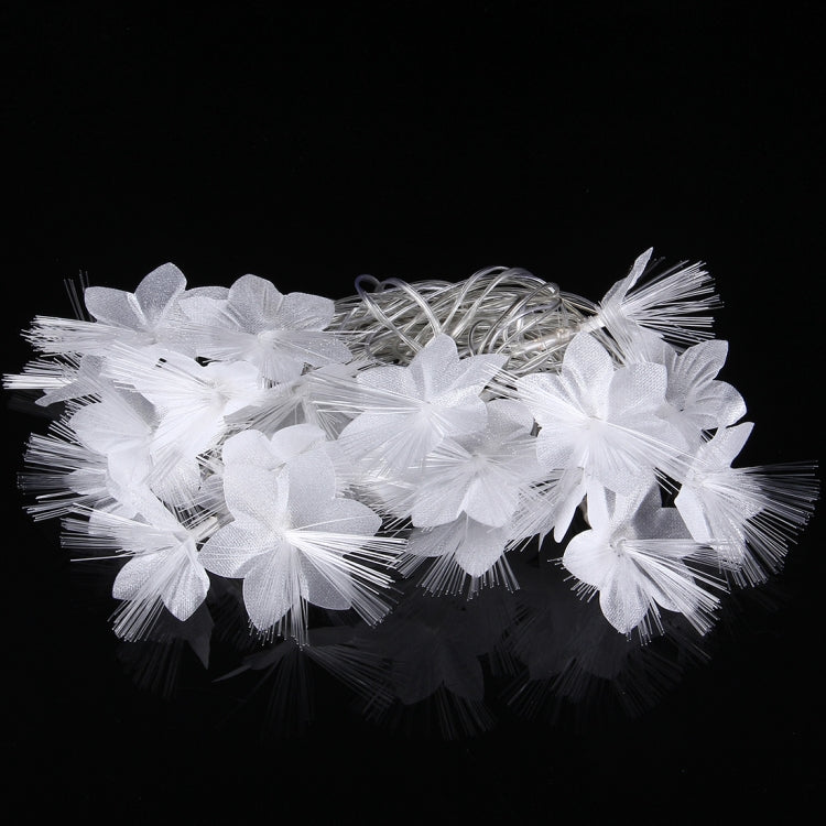 4m Water Resistant  RGB Modeling String Light, 20 LEDs White Petals Optical Fiber Without End Joint and Controller, AC 110V-220V(Colorful Light)
