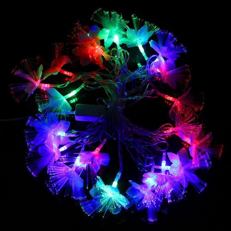 4m Water Resistant  RGB Modeling String Light, 20 LEDs White Petals Optical Fiber Without End Joint and Controller, AC 110V-220V(Colorful Light)